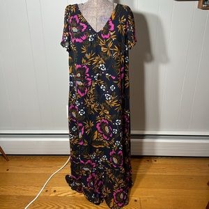 A New Day Womens XL Maxi Dress Flutter Sleeves Lined V-Neck